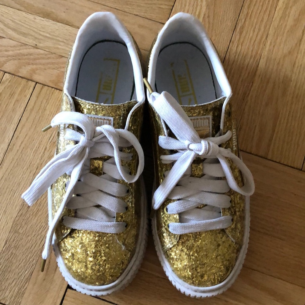 Puma Gold Basket Platform Sneakers